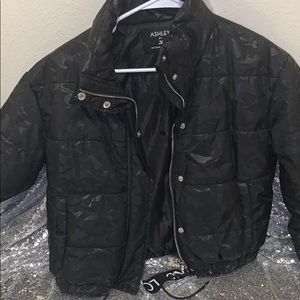 Black Camo Bomber Jacket